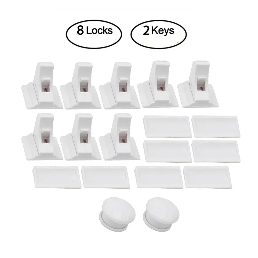 Magnetic child proofing cabinet and door lock set